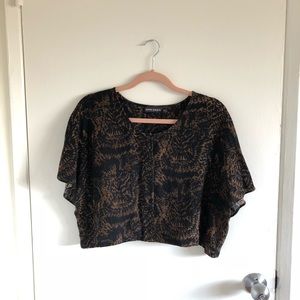 Antik Batik Black and Brown Cropped Blouse